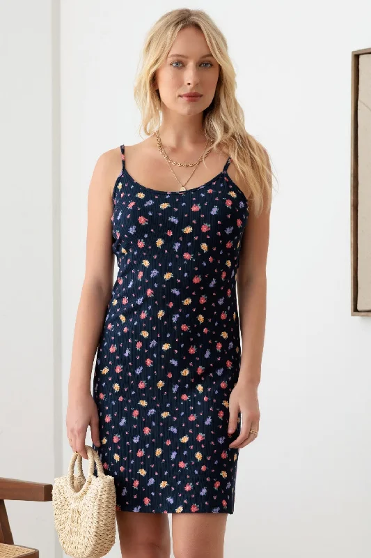 Buy Now Gilli Floral Ribbed Tie-Back Cami Mini Dress