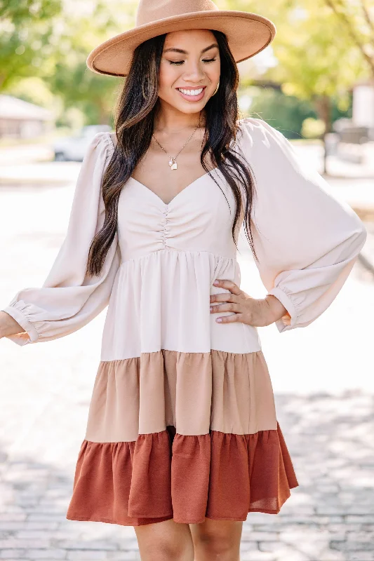 Discount Deals See The Best In You Brown Coloblock Dress