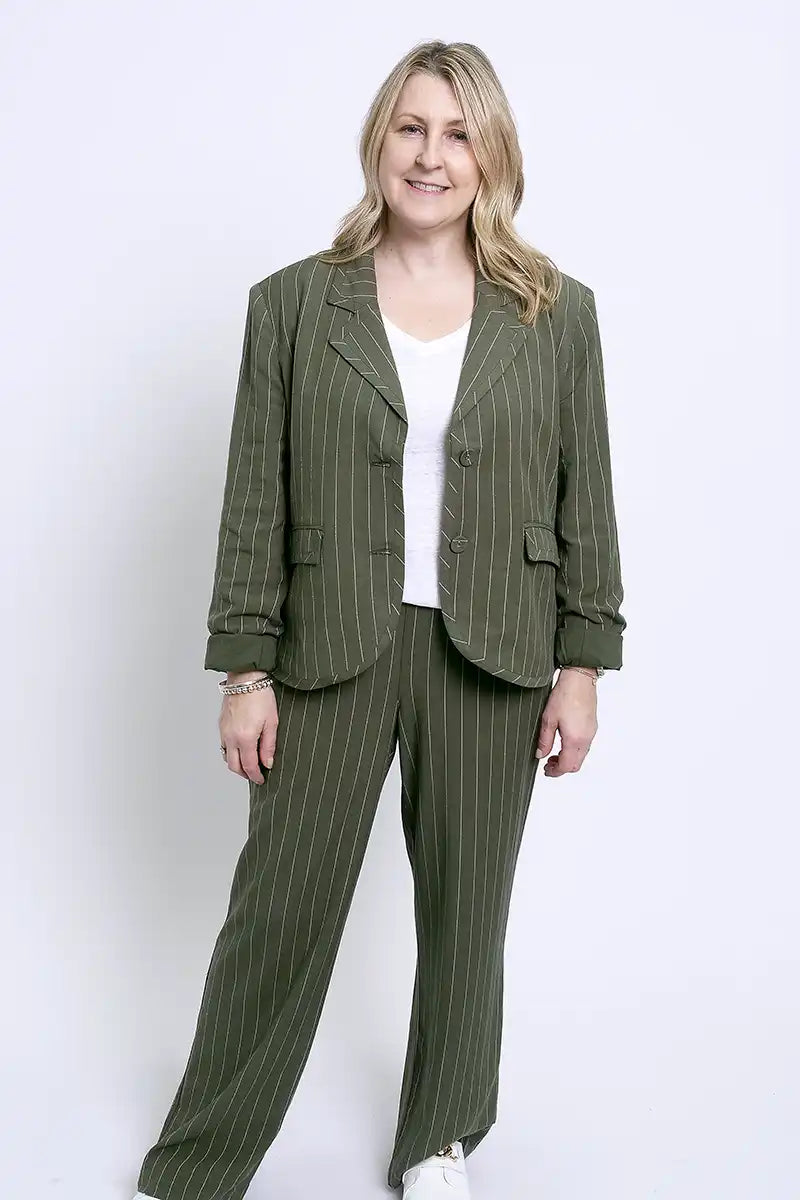 Big Discounts Foil Women's Take A Punt Blazer in Olive Stripe