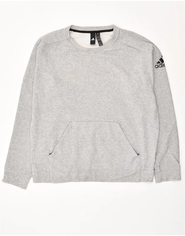 Bonus Savings ADIDAS Womens Graphic Sweatshirt Jumper UK 14 Medium Grey Cotton