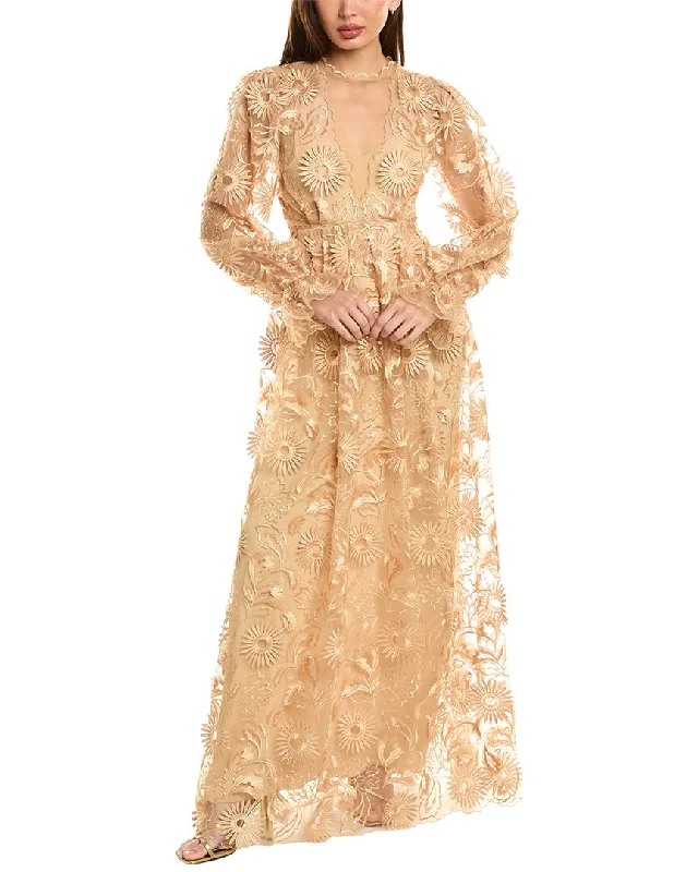 Hurry In Alberta Ferretti Embroidered Lace Gown