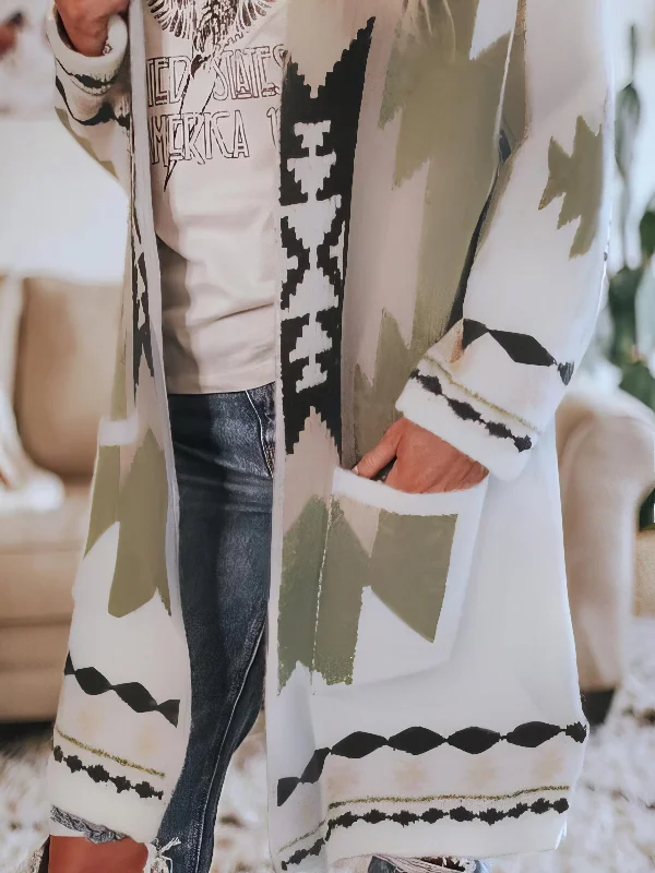 New Deals Sage Green and White Cardigan