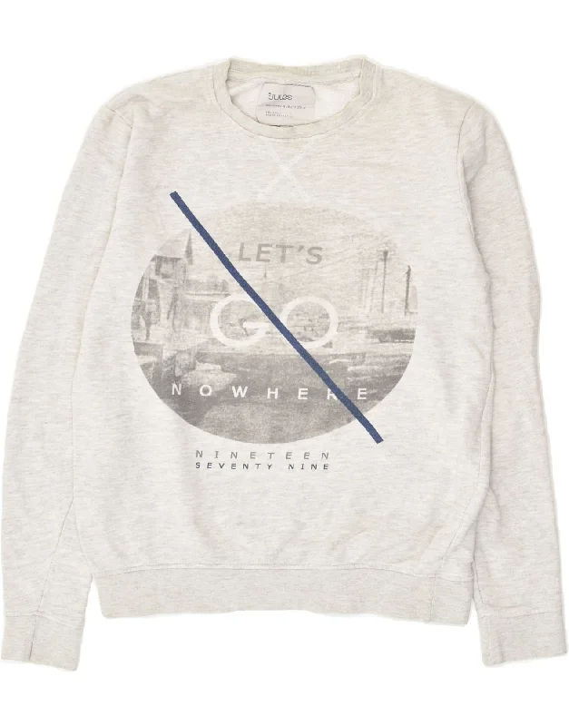 Closeout JULES Womens Graphic Sweatshirt Jumper UK 10 Small Grey Cotton