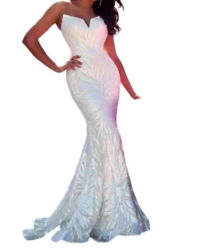 Can't Be Beat Strapless Mermaid Maxi Dress In Ivory