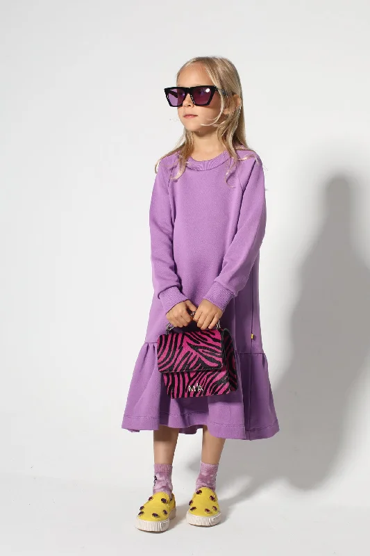 Act Now LILAC CREW NECK GATHERED DRESS