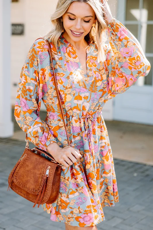 Special Buy Always On Time Sage Green Floral Dress