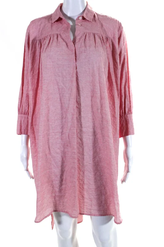 Big Savings Heather Harlan Womens Smock Side Split Oversize Shirt Dress Pink