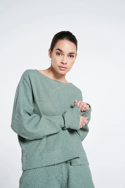 Midnight Sale Relaxed fit structured sweater - Silvered Olive