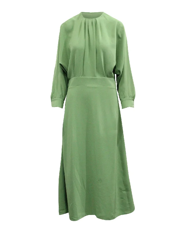 Buy More, Save More Victoria Beckham Pleated A-Line Dress in Green Polyester