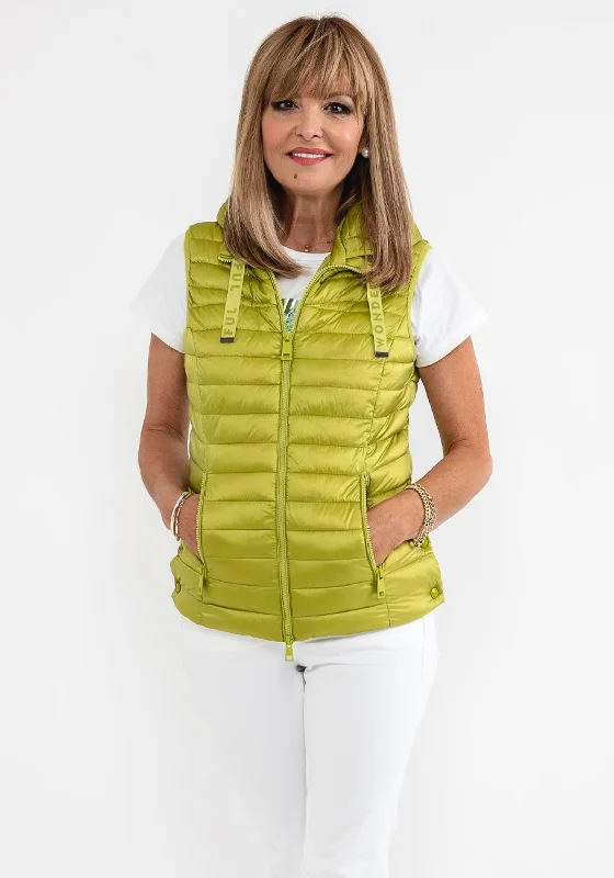 Best Seller Barbara Lebek Hooded Quilted Gilet, Lime Green
