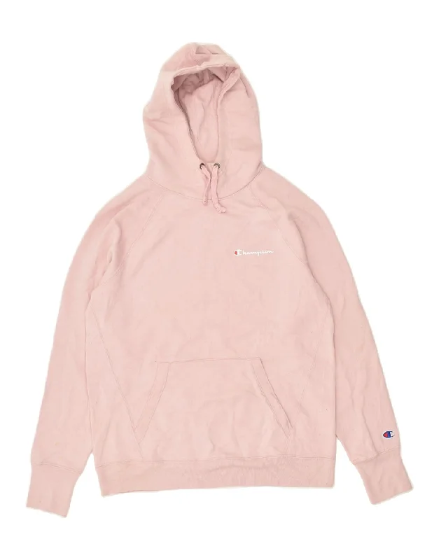 Price Meltdown CHAMPION Womens Graphic Hoodie Jumper UK 14 Medium Pink Polyester