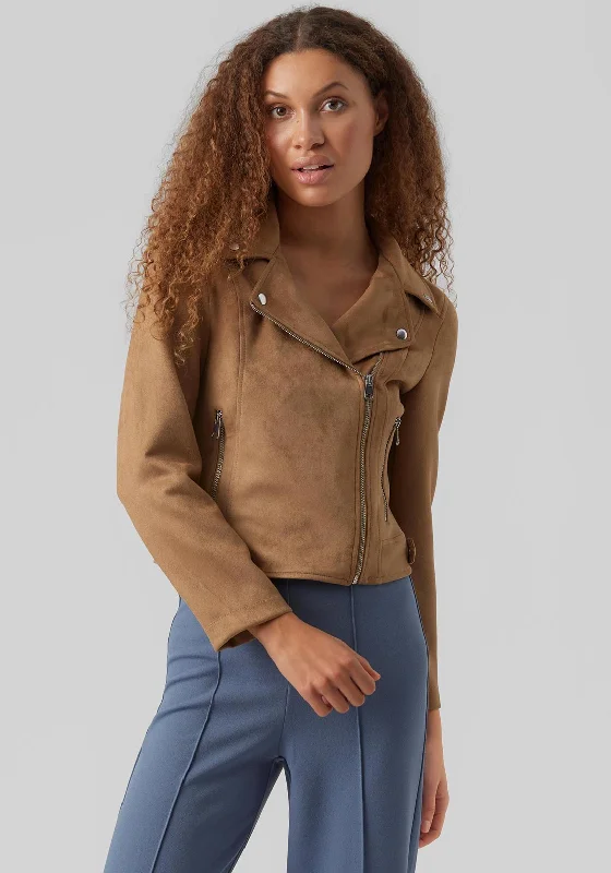 Epic Deals Vero Moda Jose Faux Suede Biker Jacket, Tigers Eye