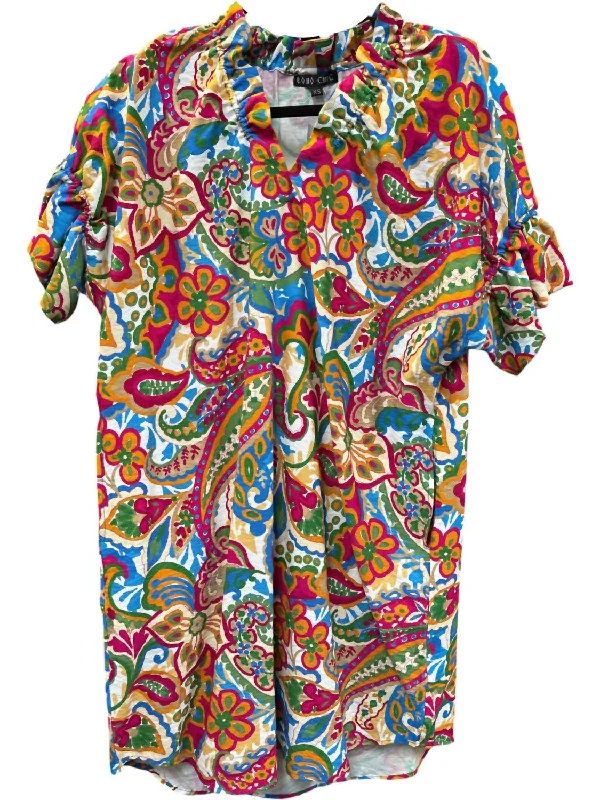 Lowest Prices Weekend Vibes Tunic Dress In Multi-Colored Paisley