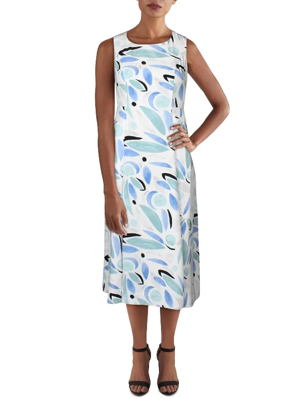 Final Markdown Womens Printed Midi Fit & Flare Dress