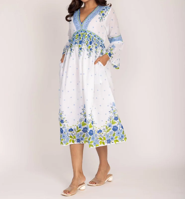 Price Rollback Capri Midi Dress In Peony Blue