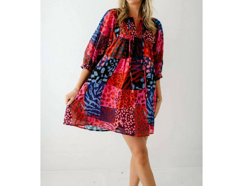 Extra Savings Jade Puff Sleeve Dress In Multicolor