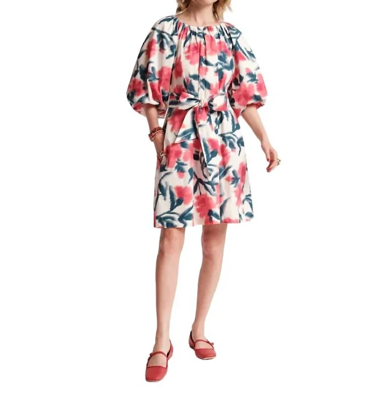 Price Drop Bliss Mini Dress In Pink Lotus Cotton Multi