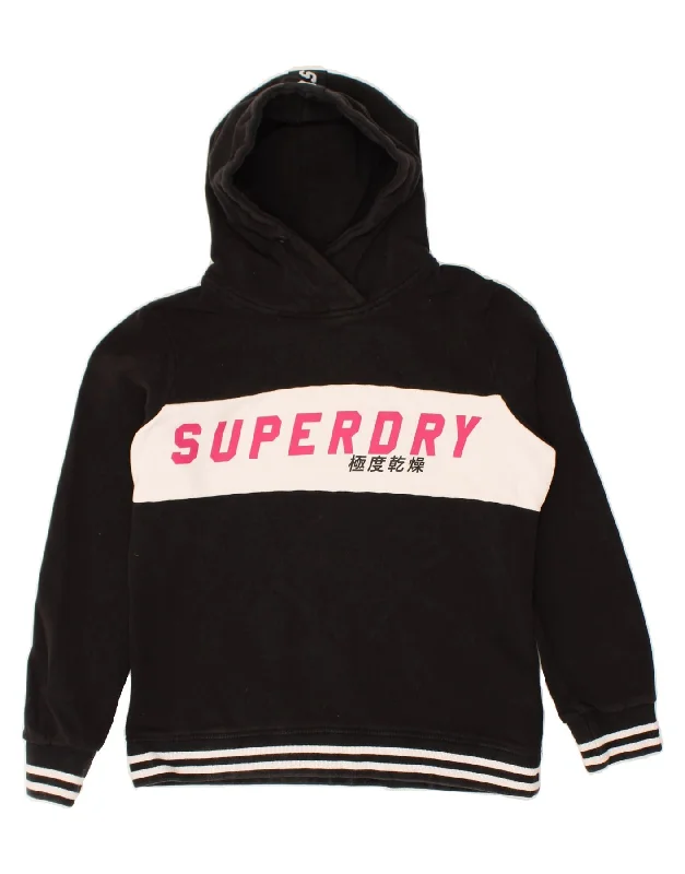 Huge Savings SUPERDRY Womens Graphic Hoodie Jumper UK 16 Large Black Colourblock Cotton Huge Savings SUPERDRY Womens Graphic Hoodie Jumper UK 16 Large Black Colourblock Cotton