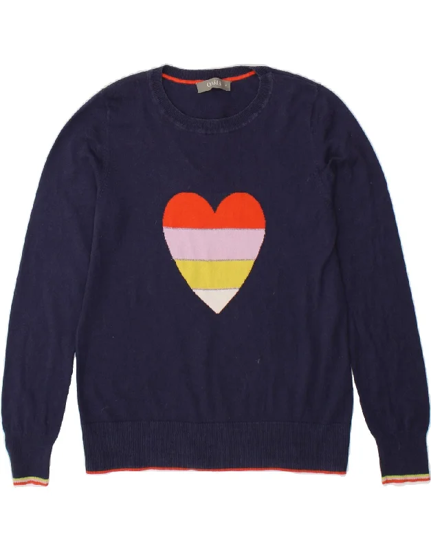 Super Bargain OASIS Womens Graphic Crew Neck Jumper Sweater UK 10 Small Navy Blue Cotton Super Bargain OASIS Womens Graphic Crew Neck Jumper Sweater UK 10 Small Navy Blue Cotton