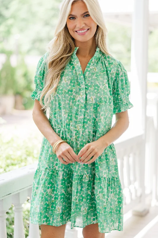Exclusive Preview You've Got A Crush Green Floral Dress
