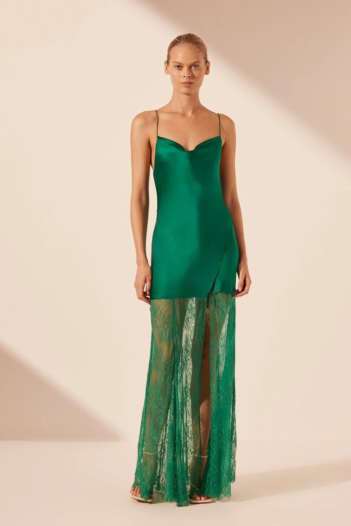 Fantastic Deals Shona Joy - Elle Silk Lace Cowl Maxi Dress - Emerald Green