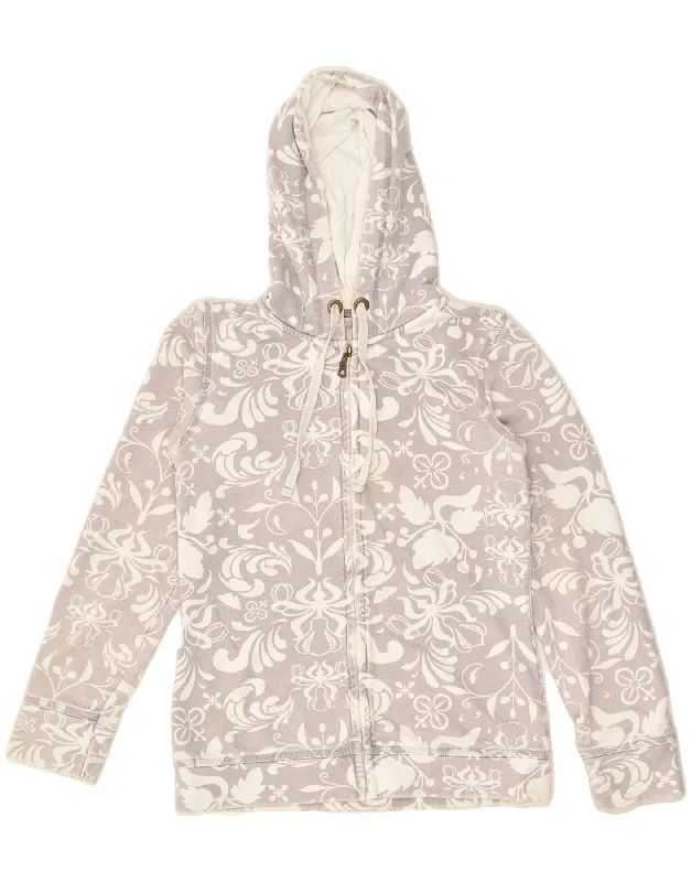 Special Discount FAT FACE Womens Zip Hoodie Sweater UK 8 Small Grey Floral Cotton