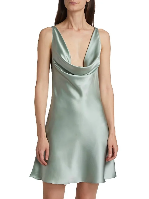 Act Fast Mirai Short Silk Dress In Sea Salt