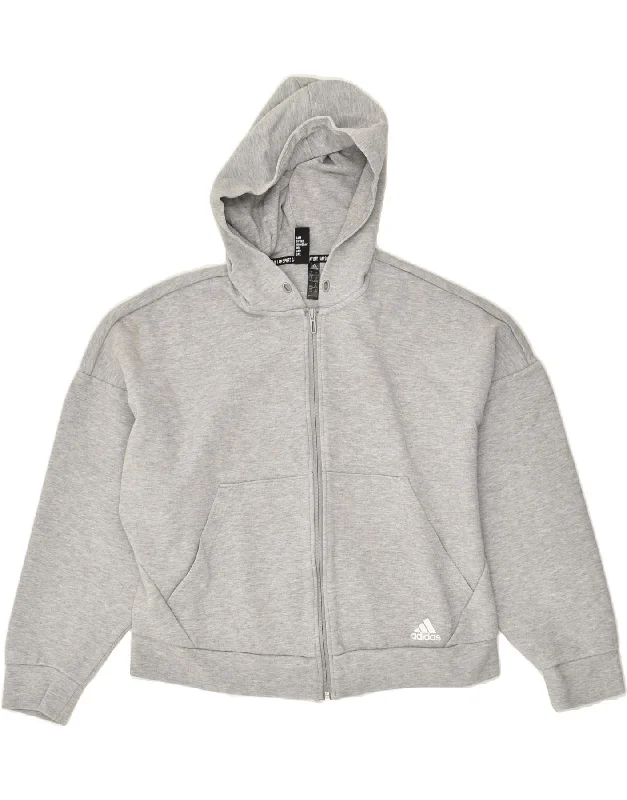 Special Discount ADIDAS Womens Zip Hoodie Sweater UK 16/18 Large Grey Cotton