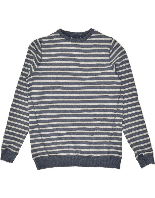 Closeout FAT FACE Womens Boat Neck Jumper Sweater UK 8 Small Blue Striped Cotton
