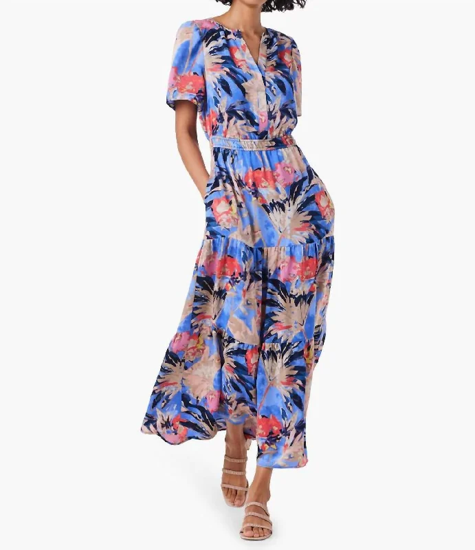 Act Fast Dreamscape Daydream Dress In Blue Multi