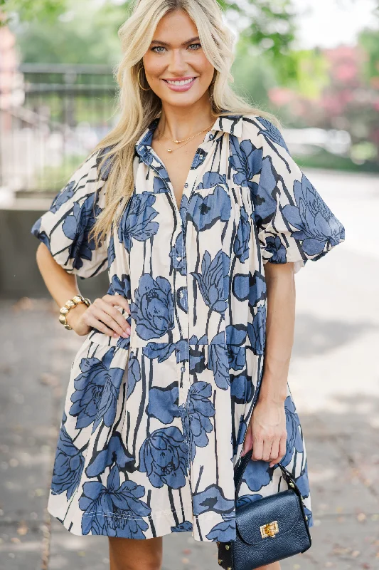 Act Now Aureum: Love You Better Blue Floral Babydoll Dress