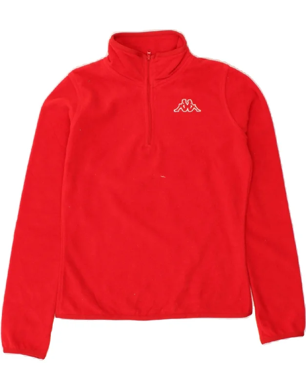 Discount Extravaganza KAPPA Womens Zip Neck Fleece Jumper UK 6 XS Red Polyester