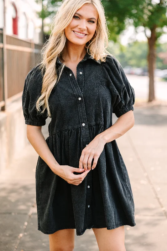 Unbeatable Prices Well Known Black Denim Babydoll Dress