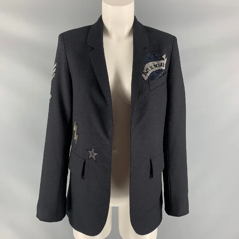 Stock Up and Save ZADIG & VOLTAIRE Size 4 Black Polyester Blend Jacket (Indoor) / Blazer