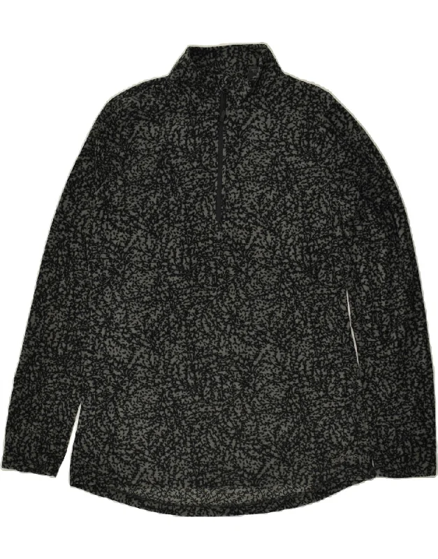 Mega Sale EDDIE BAUER Womens Zip Neck Fleece Jumper UK 16 Large Grey Floral
