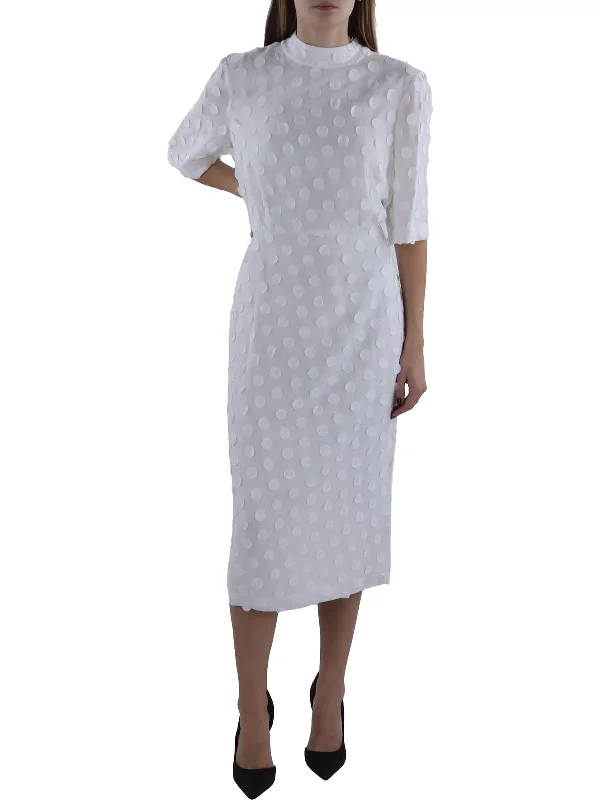 New Deals Womens Below Knee Polka Dot Midi Dress