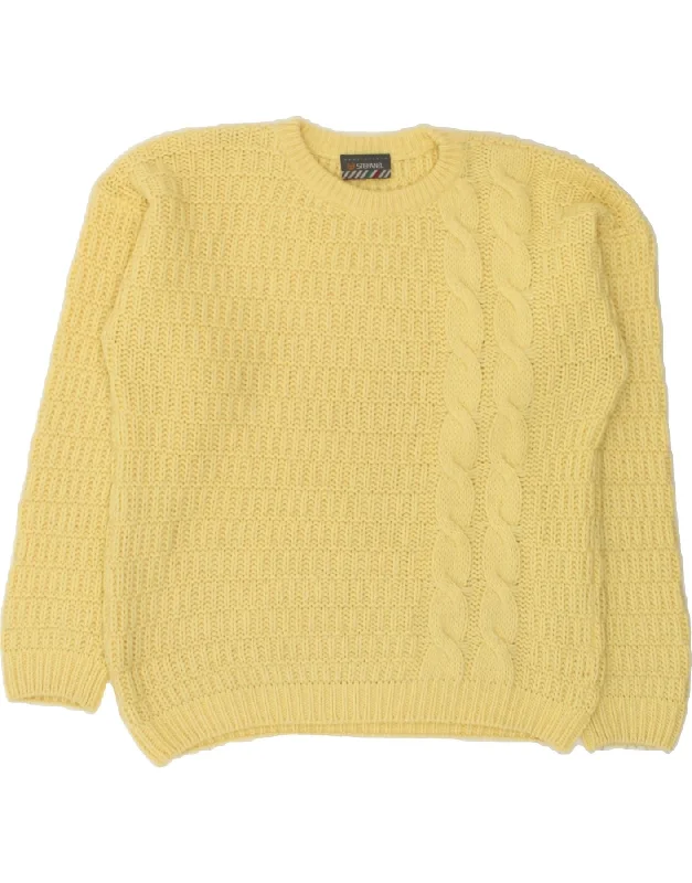 Discount Deals STEFANEL Womens Crew Neck Jumper Sweater UK 20 2XL Yellow Wool