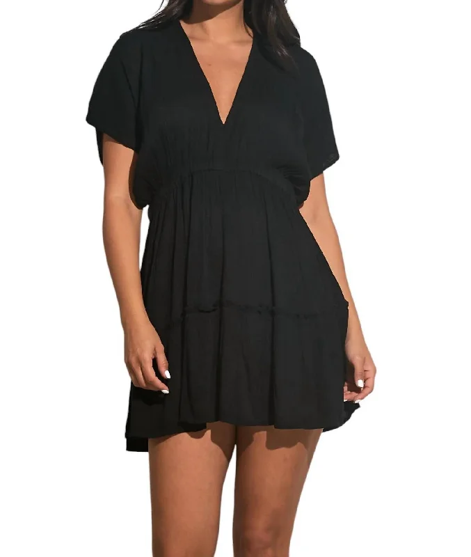 Get It Before It’s Gone Rosalinda Ruffle Tiered Mini Dress In Black