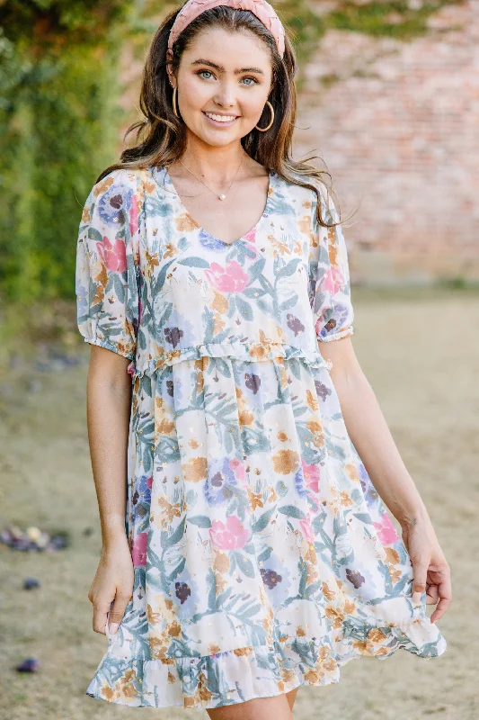 Take Advantage Take The Hint Mustard Yellow Floral Dress