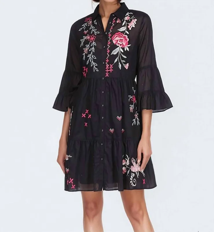 Deep Discounts Erinn Tiered Dress In Black Multi