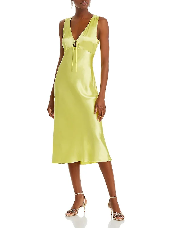 Seasonal Sale Womens Fitted Tea Length Evening Dress