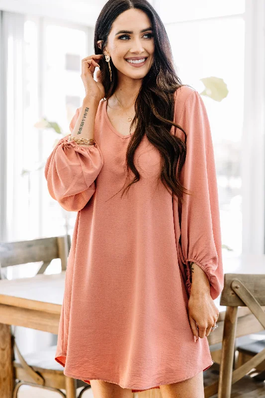 Epic Deals Loud And Clear Mauve Pink Bubble Sleeve Dress