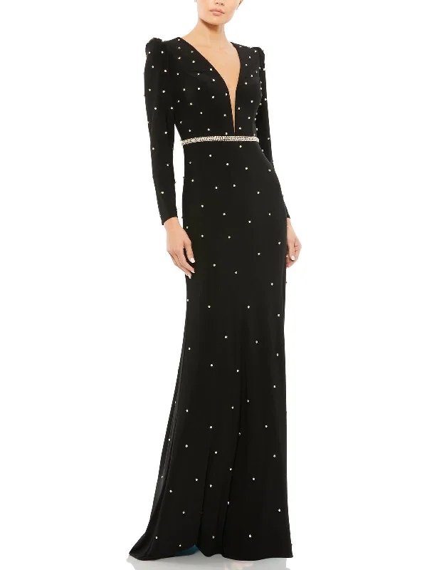 Special Promotion Womens Rhinestone Illusion Evening Dress