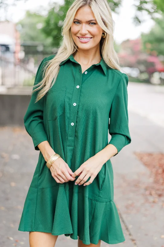 Major Savings Share Your Story Hunter Green Shirt Dress