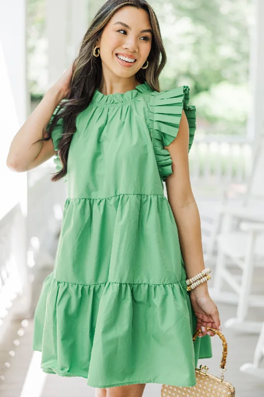 Limited Edition Tell It All Green Ruffled Dress