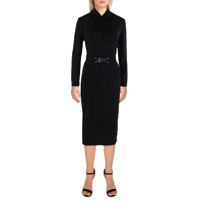 Big Discounts Plus Womens Stretch Belted Bodycon Dress