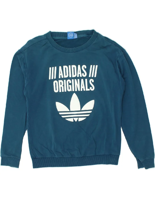 Clearance Items ADIDAS Womens Graphic Sweatshirt Jumper UK 10 Small Blue Cotton
