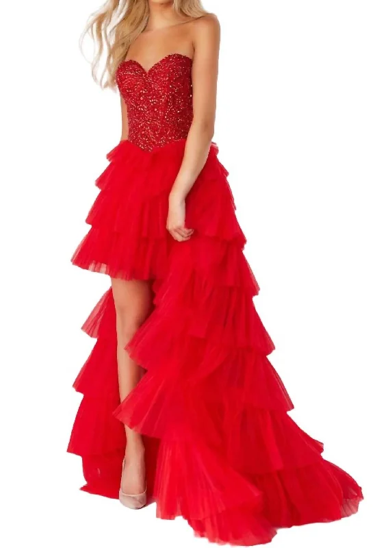 Special Discount Strapless Mermaid Prom Dress In Red