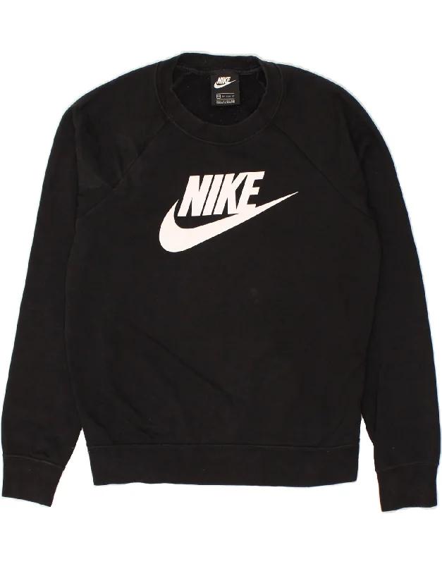 Incredible Offers NIKE Womens Graphic Sweatshirt Jumper UK 6 XS Black Cotton