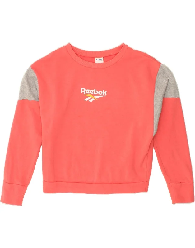 Daily Deals REEBOK Womens Loose Fit Graphic Sweatshirt Jumper UK 12/14 Medium Pink